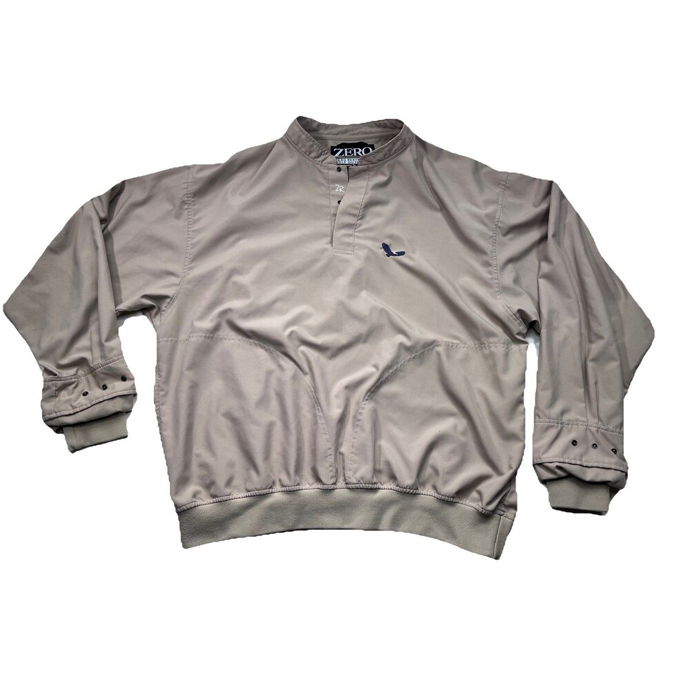 Zero Restriction Golf Windbreaker Pullover Jacket Men's XL Tan Beige Mock Neck